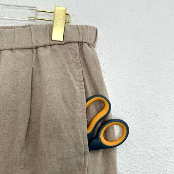 Eileen Fisher Organic Linen Pant XL Oatmeal Pull On Elastic Waist Ankle Relaxed - Picture 3 of 6